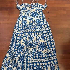 Blue and White Floral Maxi Dress